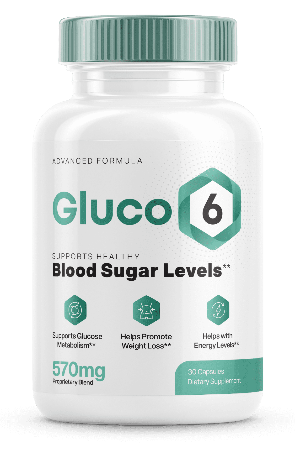 Gluco6 blood sugar support supplement bottle